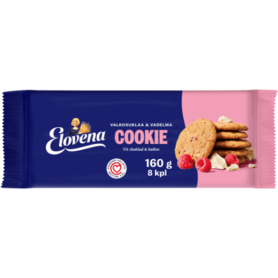 Elovena Cookie Valkosuklaa & vadelma