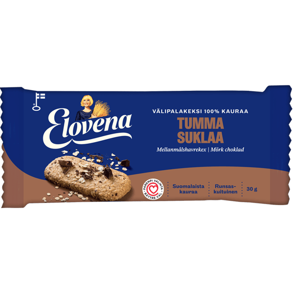Elovena Välipalakeksi 100% Kauraa Tumma suklaa