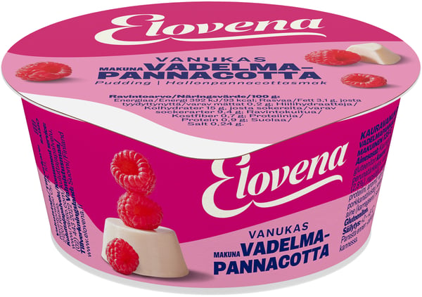 Elovena Vanukas Vadelmapannacotta