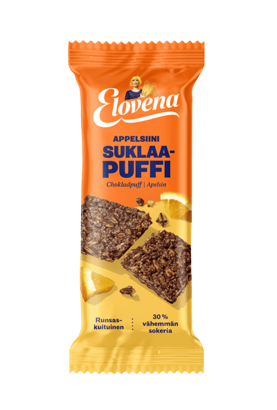 Elovena Suklaapuffi kaurapatukka tumma suklaa & appelsiini