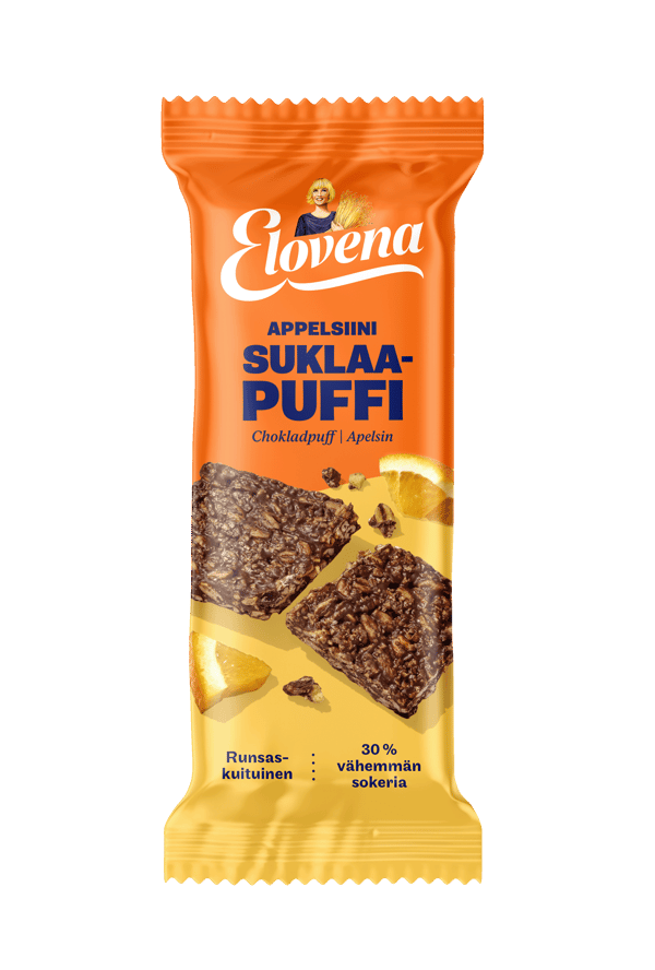 Elovena Suklaapuffi kaurapatukka tumma suklaa & appelsiini