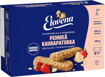 Elovena pehmeä kaurapatukka valkosuklaa & mansikka