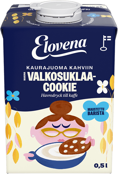 Elovena Kaurajuoma kahviin Valkosuklaa cookie