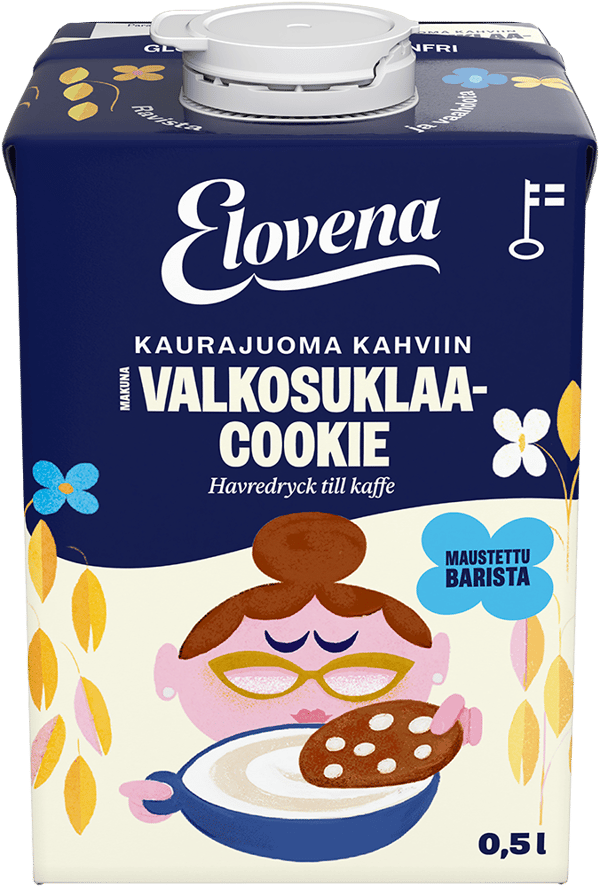 Elovena Kaurajuoma kahviin Valkosuklaa cookie