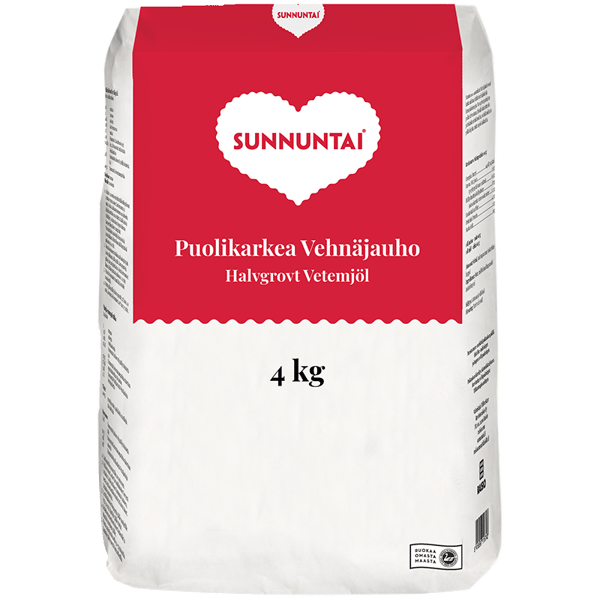 Sunnuntai Puolikarkea Vehnäjauho 4kg