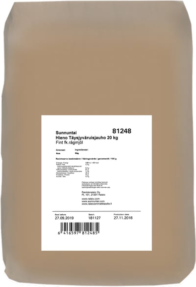 Sunnuntai Hieno Täysjyväruisjauho 20kg