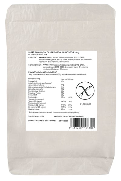Sunnuntai Gluteeniton Jauhoseos 20kg