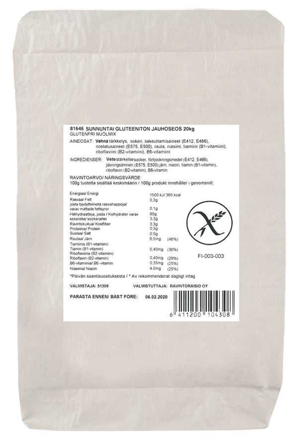 Sunnuntai Gluteeniton Jauhoseos 20kg